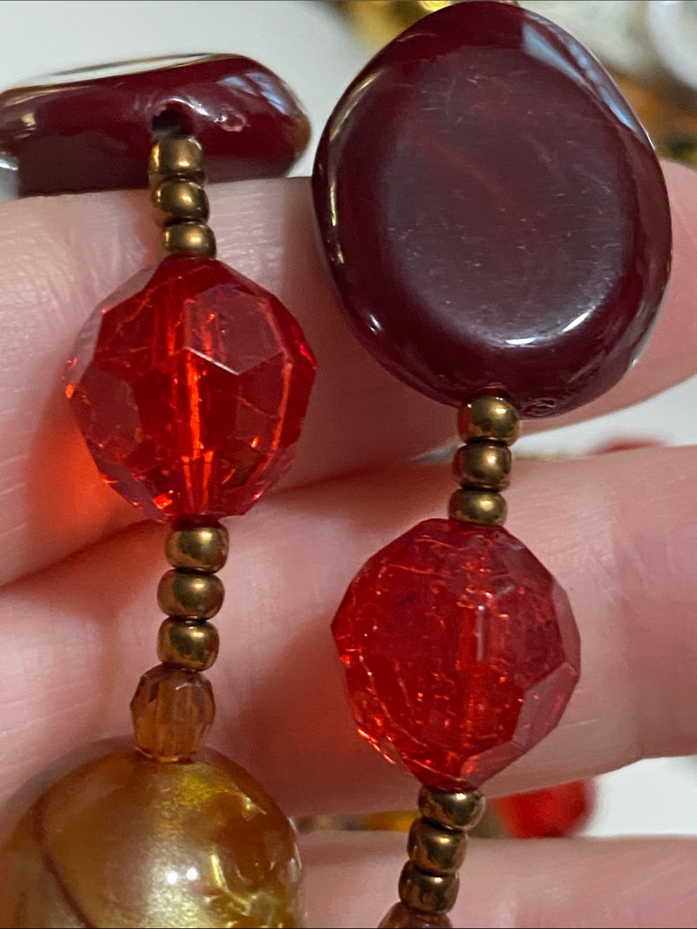 Unbranded Red and Gold Multi-Bead Statement Necklace - Picture 6 of 6